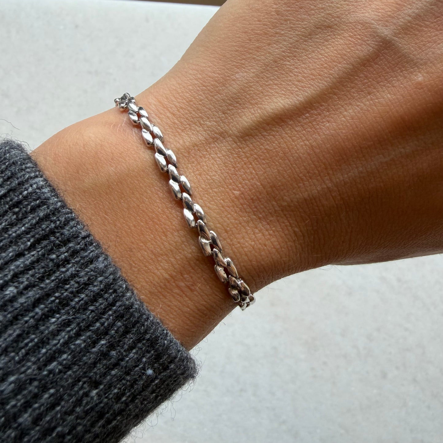 White Gold Interlocking Link Bracelet
