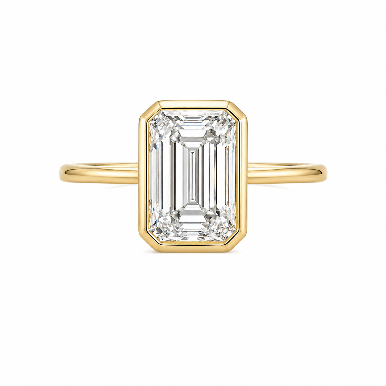Lab Grown Emerald in Bezel Engagement Ring