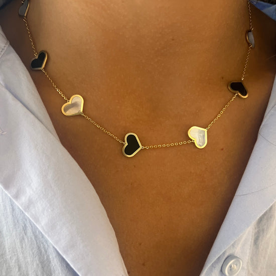 Medium Colored Stone Heart Necklace