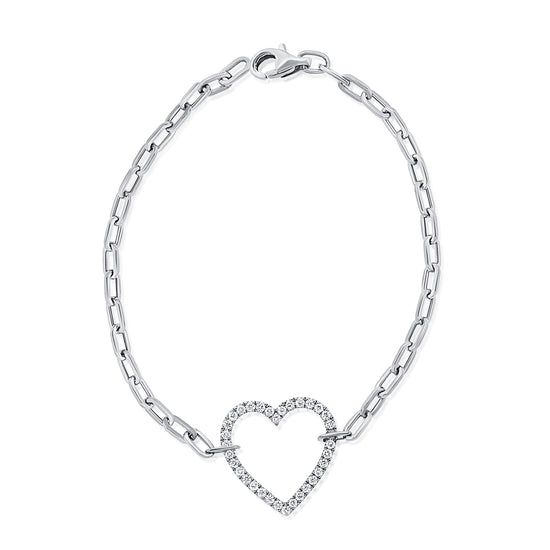 Load image into Gallery viewer, Jumbo Open Diamond Heart On Paperclip Chain

