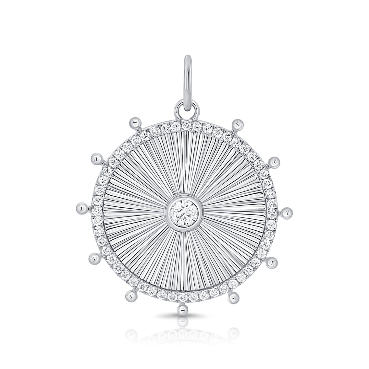 Round Diamond & Gold Ray Disc Charm