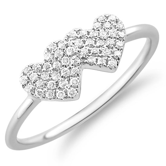 Two-Tone Double Diamond Heart Ring