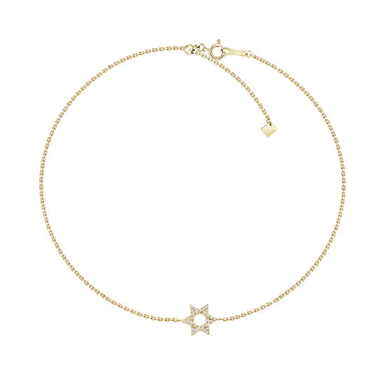 X-Small Diamond Magen David Bracelet, 18K Gold