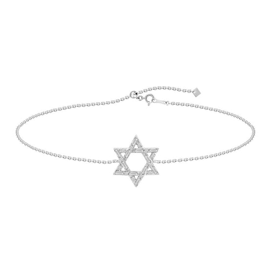 Baguette Diamond Magen David on Chain Bracelet 18k