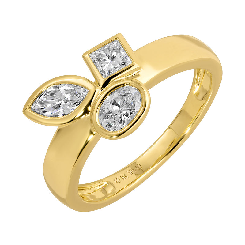 3 Stone Lab Bezel Diamond Ring