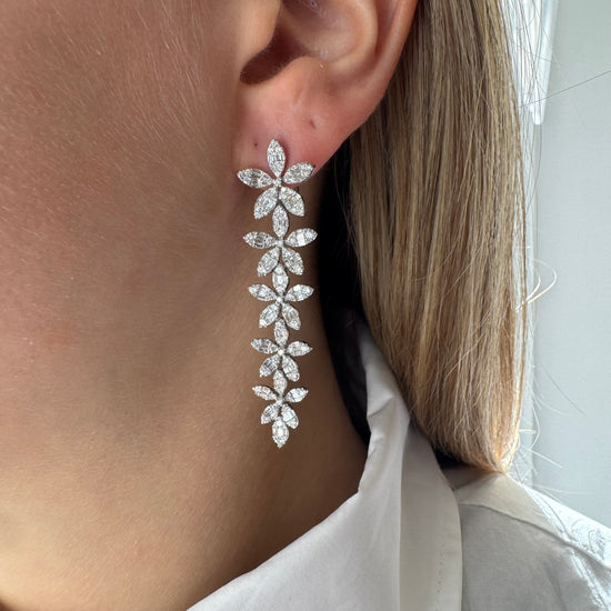 5 Diamond Flower Hanging Earrings