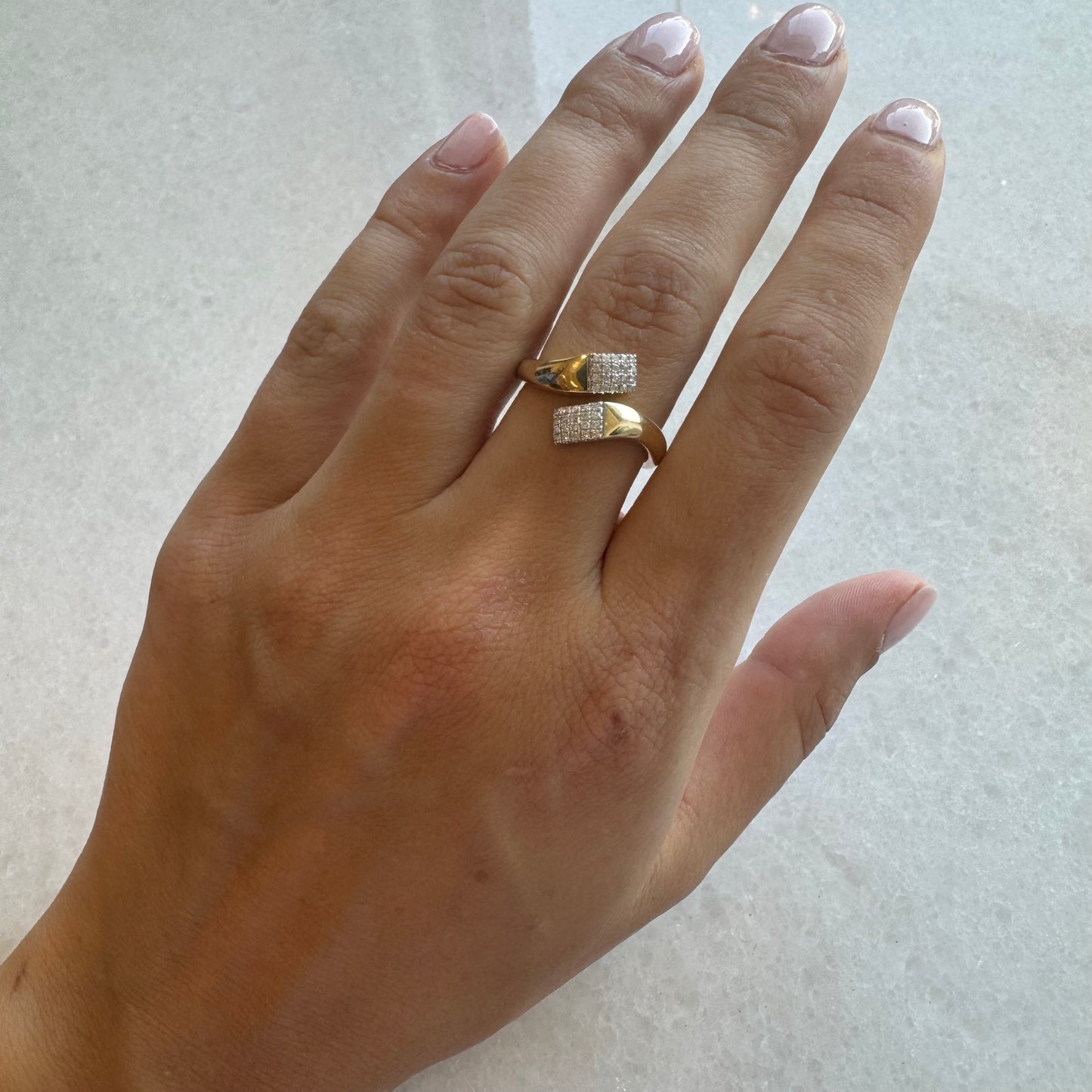 Gold Pave Diamond Open Wrap Ring
