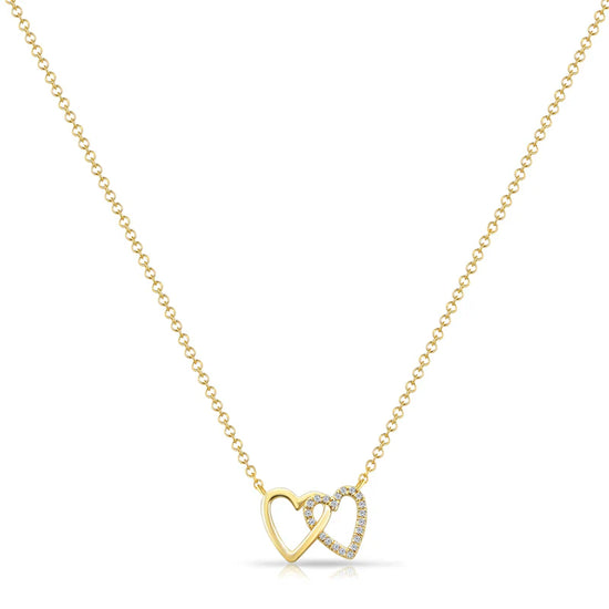 Interlocking Gold & Diamond Heart Necklace