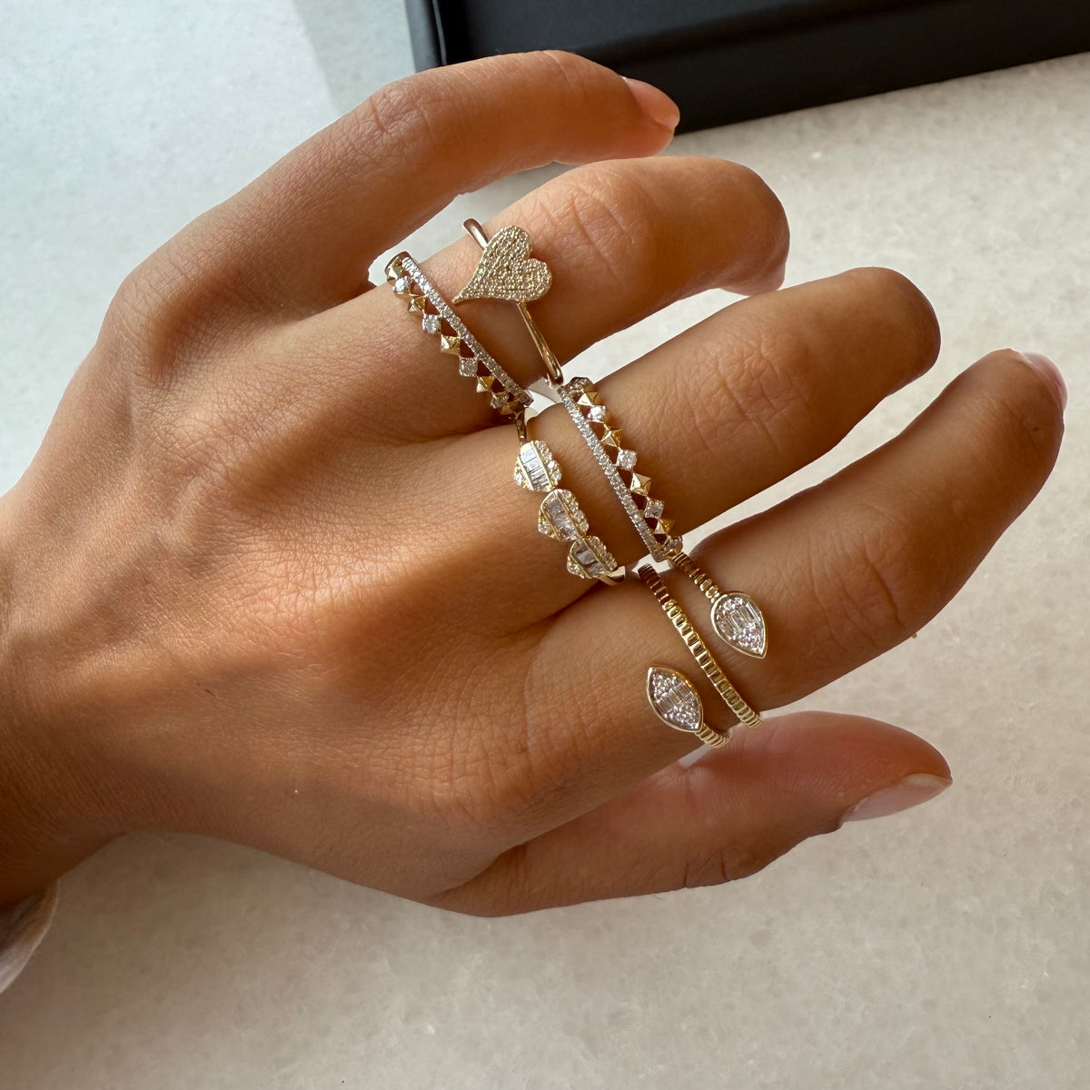 Mini Pave Diamond Heart Ring – Velvet Box Jewels