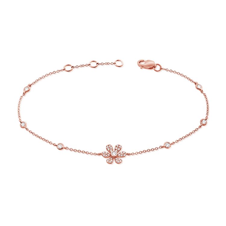 Diamond Flower on Diamond By the Yard Chain Bracelet