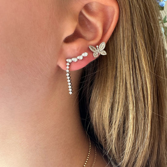 Pear Diamond Ear Crawler with 10 Hanging Diamonds