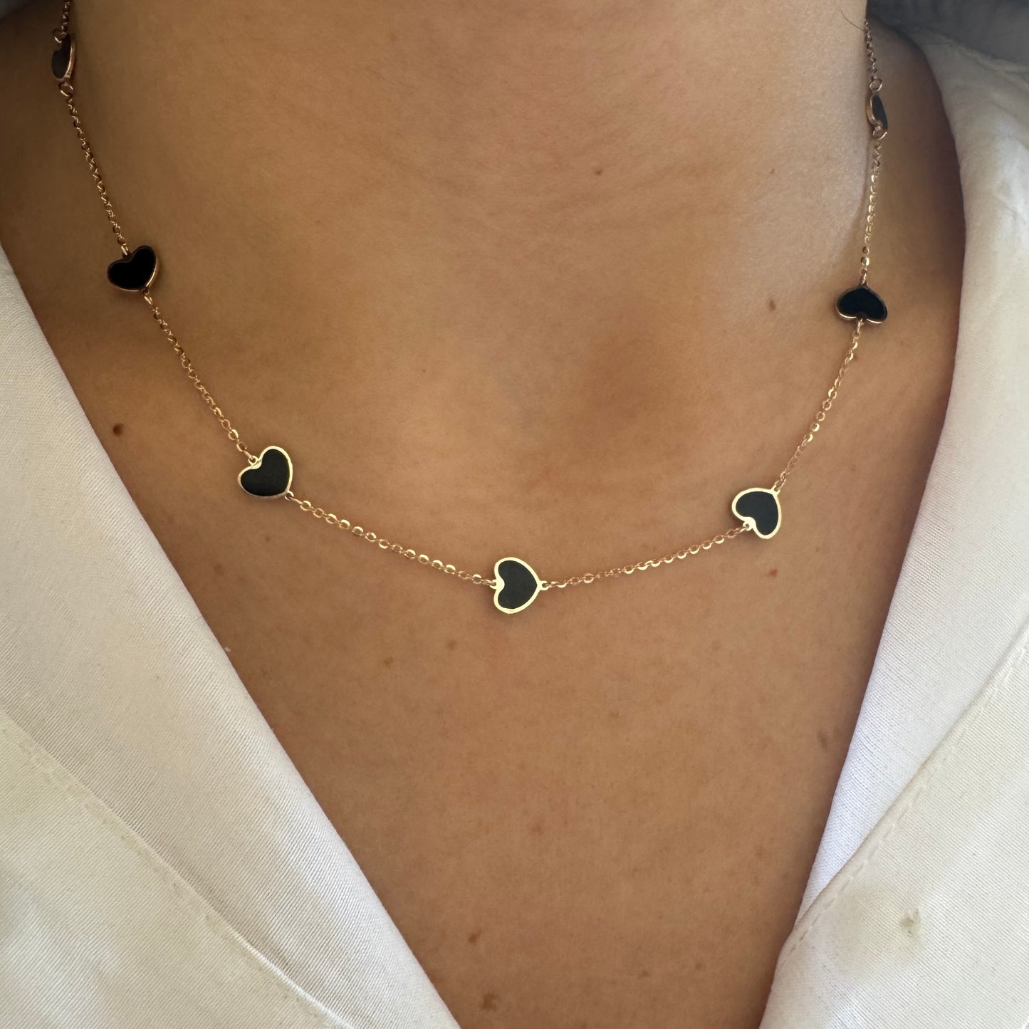 Small Colored Stone Heart Necklace