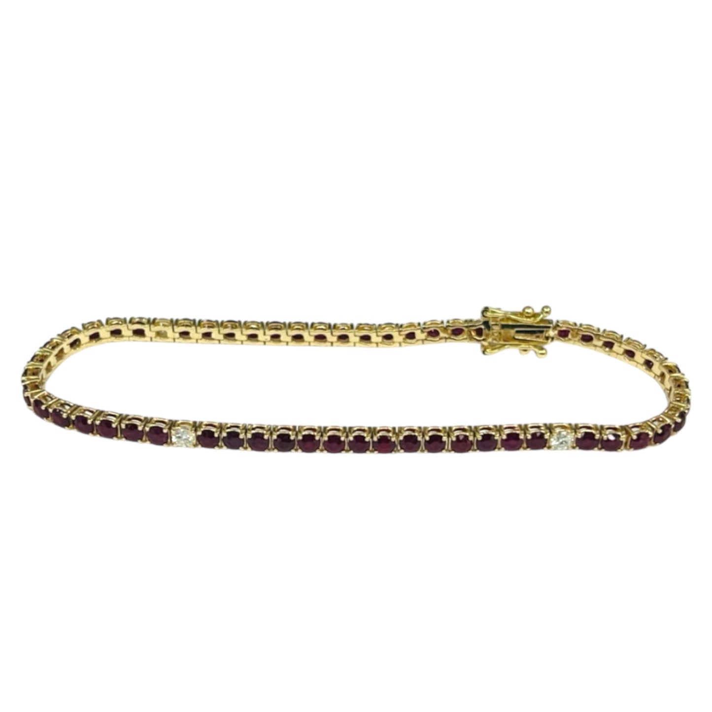 Ruby Tennis Bracelet With 3 Station Diamonds