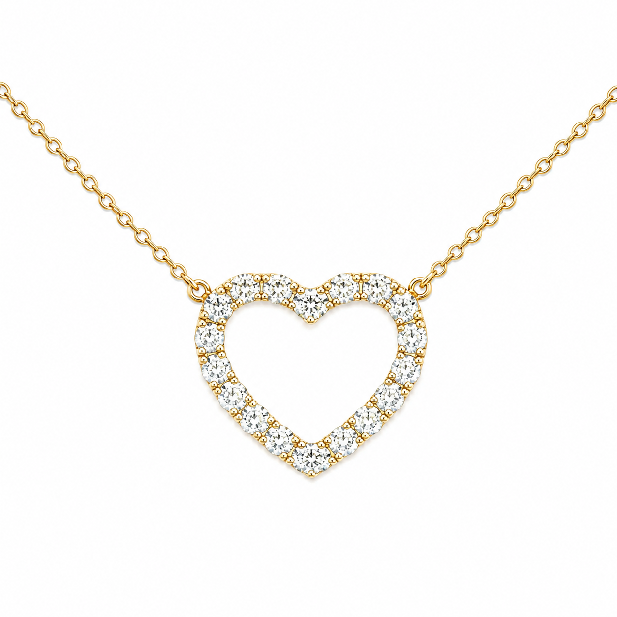 Large Open Diamond Heart on Chain Necklace