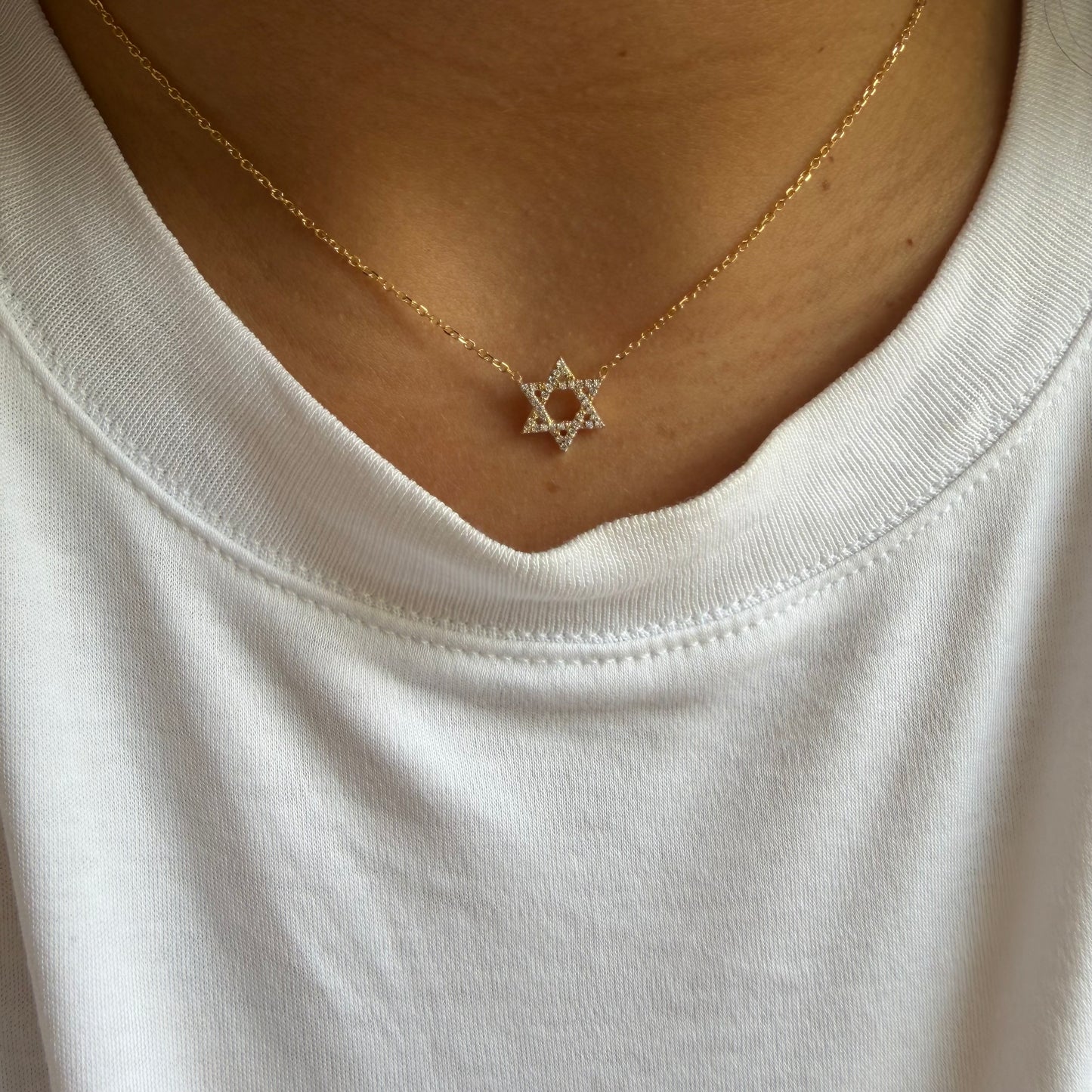 VBJ Small LAB Diamond Magen David Necklace