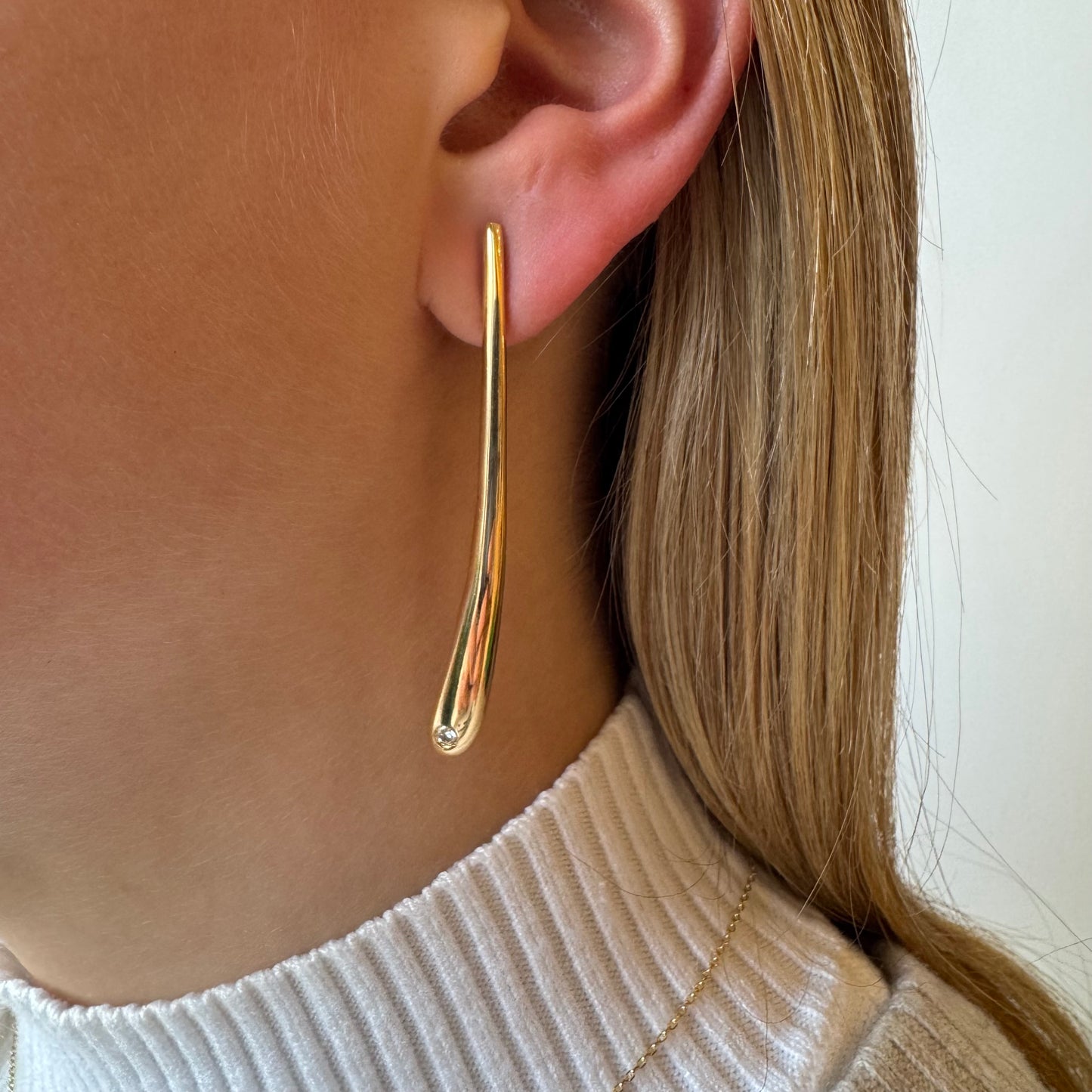 Gold Teardrop With Diamond Earrings