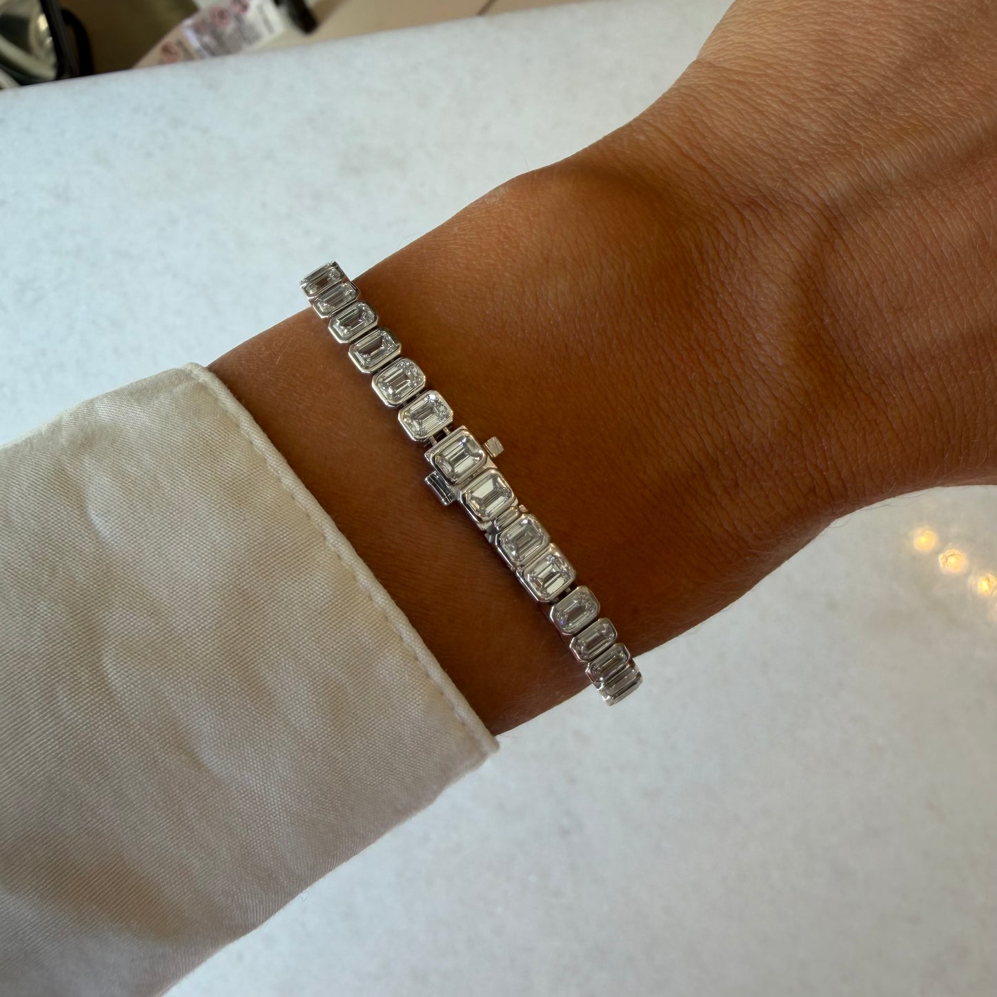 Lab Diamond Emerald Bezel Bracelet