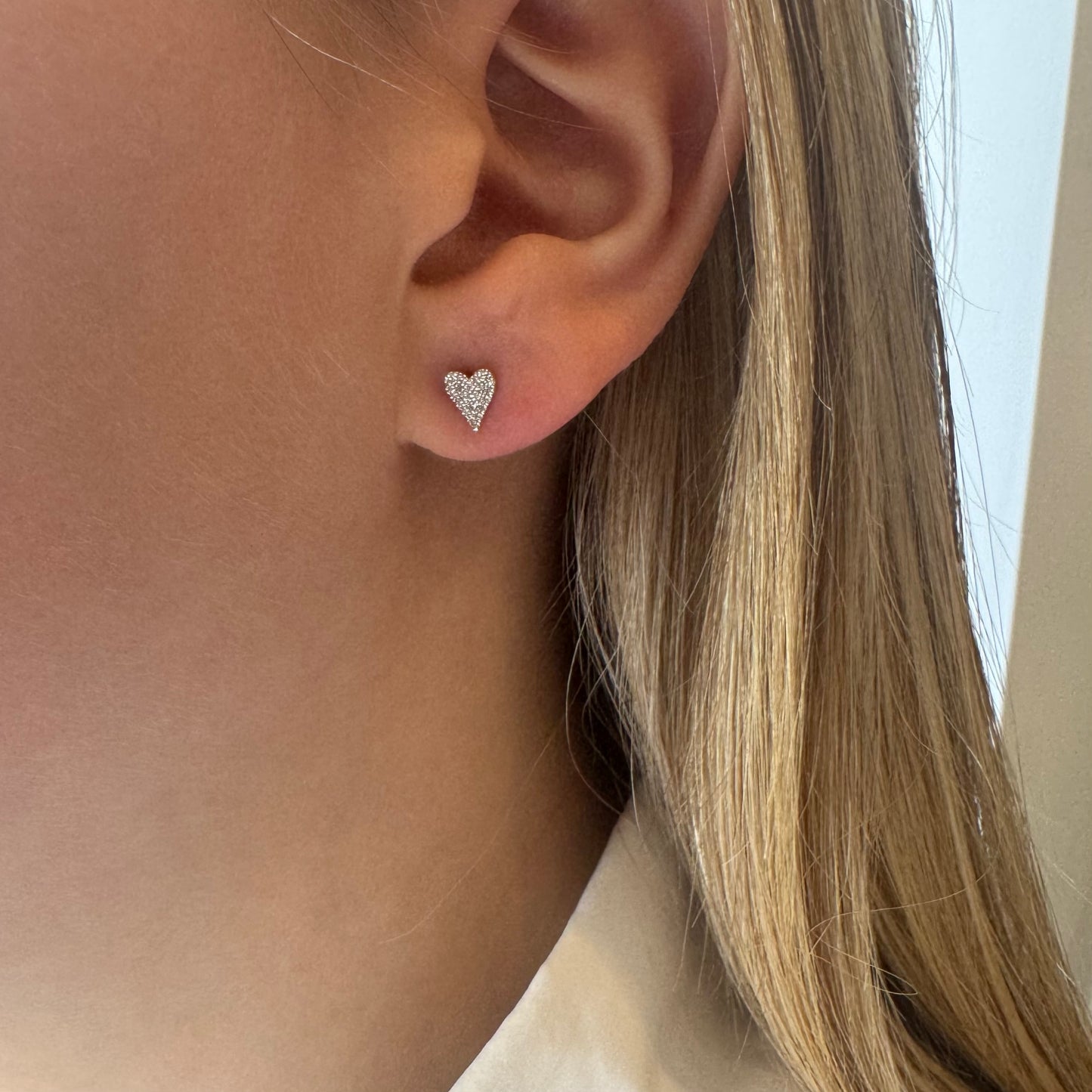 Mini Pave Diamond Heart Studs