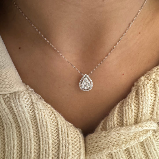Diamond Pear & Halo Necklace
