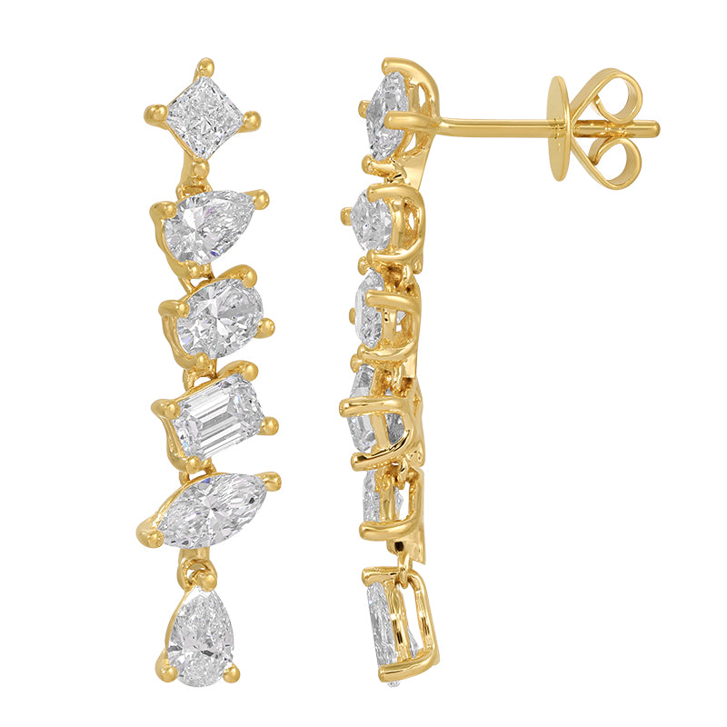 Lab Mixed Shape Diamond Drop Earrings