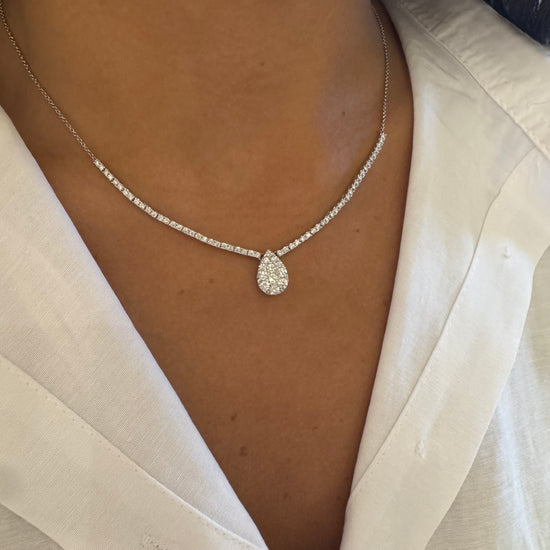 Partway Tennis Necklace With Pear Cluster – Velvet Box Jewels