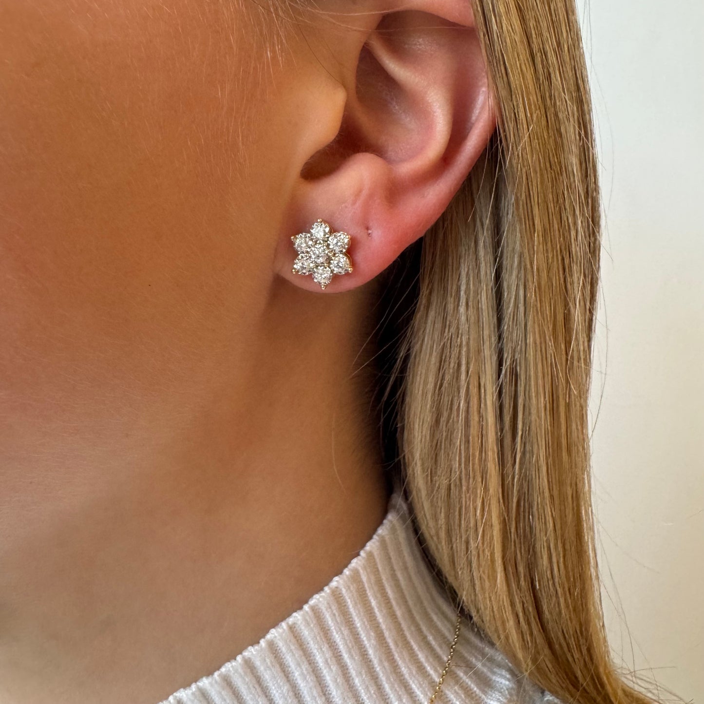 Diamond Flower Earrings