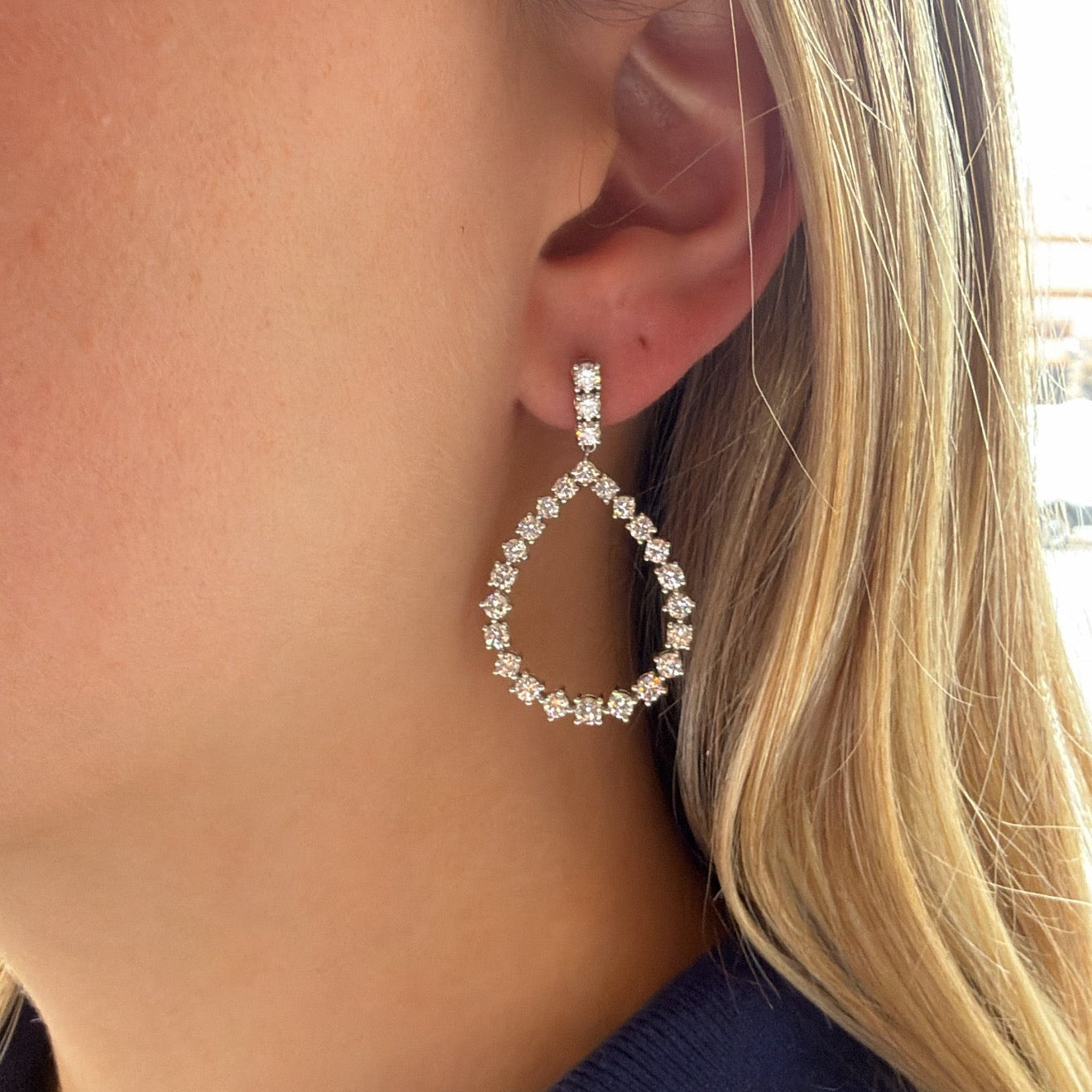 Lab Grown Diamond Hanging Hoop Earrings