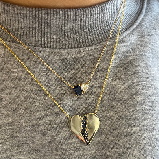 Gold & Blue Sapphire Israel is in my Heart Necklace