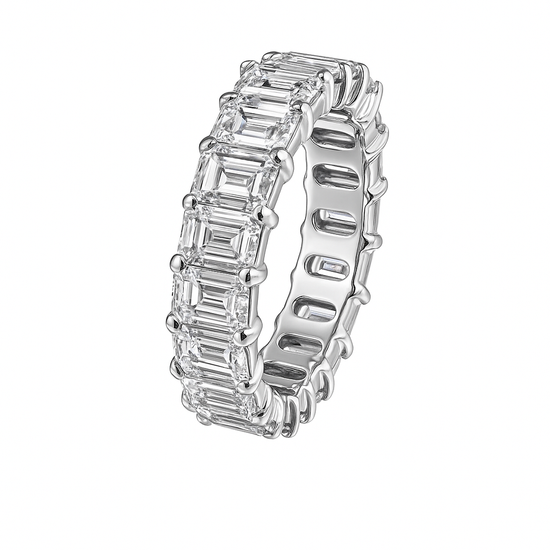 Lab Grown Emerald Diamond Eternity Band, 43 Pointers