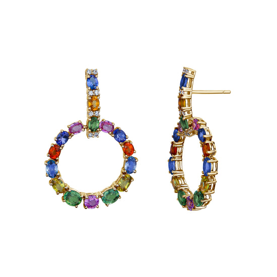 Drop Disc Rainbow Earrings