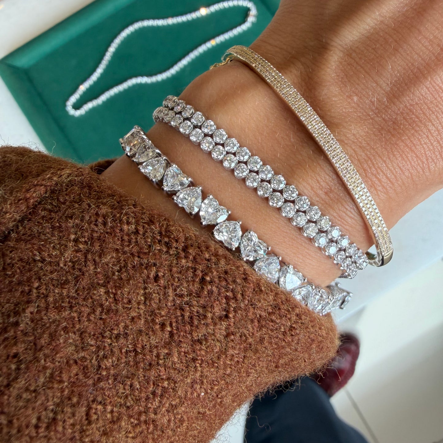 3 Row Diamond Pave Bangle