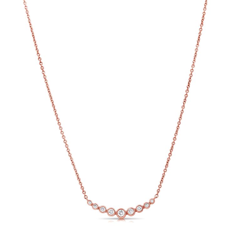 Dainty Graduated Bezel Diamond Bar on Chain Necklace