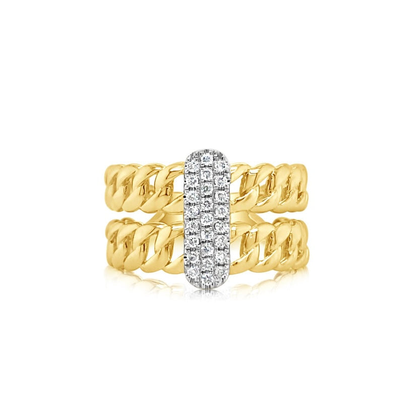 Double Cuban Chains & Diamond Bar Ring