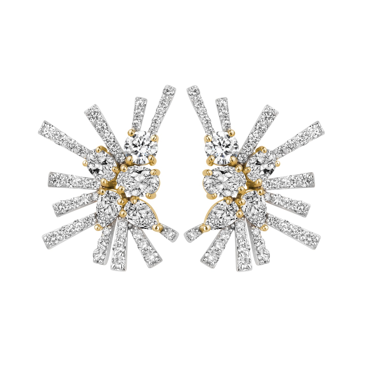 Lab Mixed Shape Cluster Diamond Firework Earring