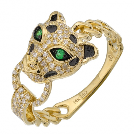 Pave Diamond Panther on Cuban Chain Ring
