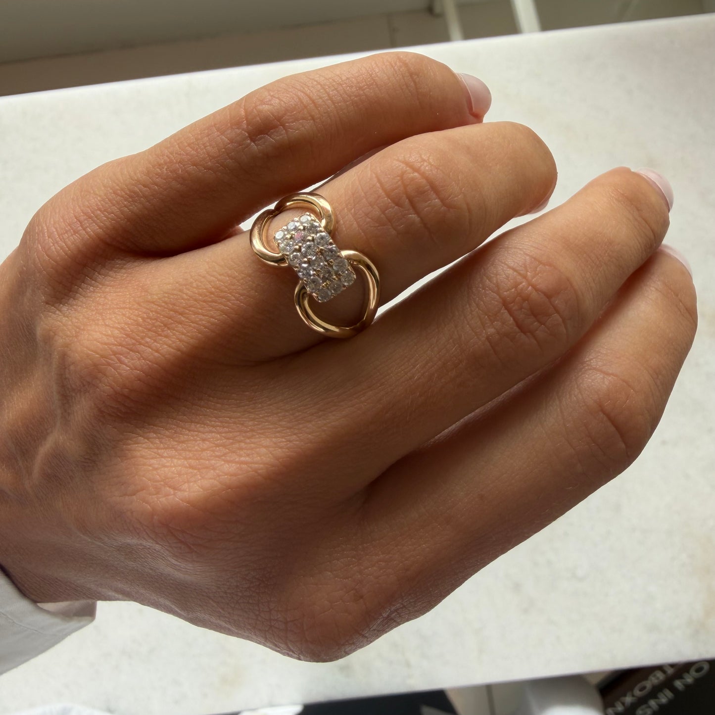 Diamond & Gold Buckle Ring