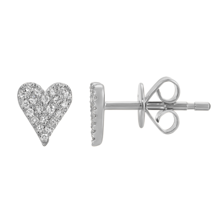 Mini Pave Diamond Heart Studs