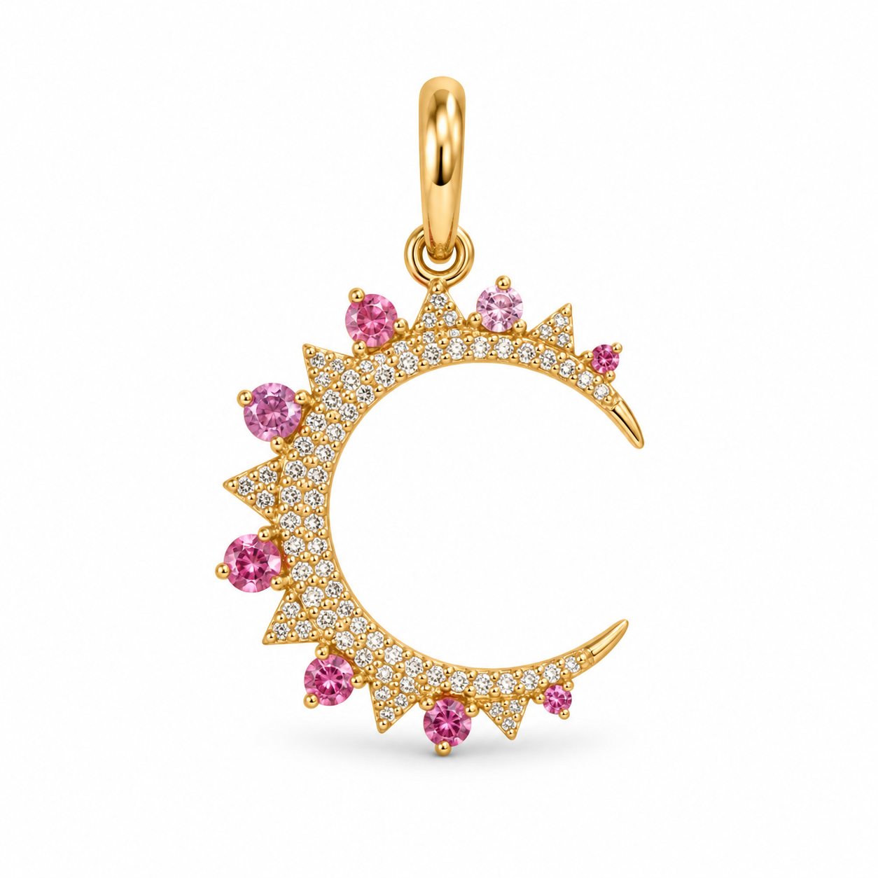 Diamond & Sapphire Crescent Charm