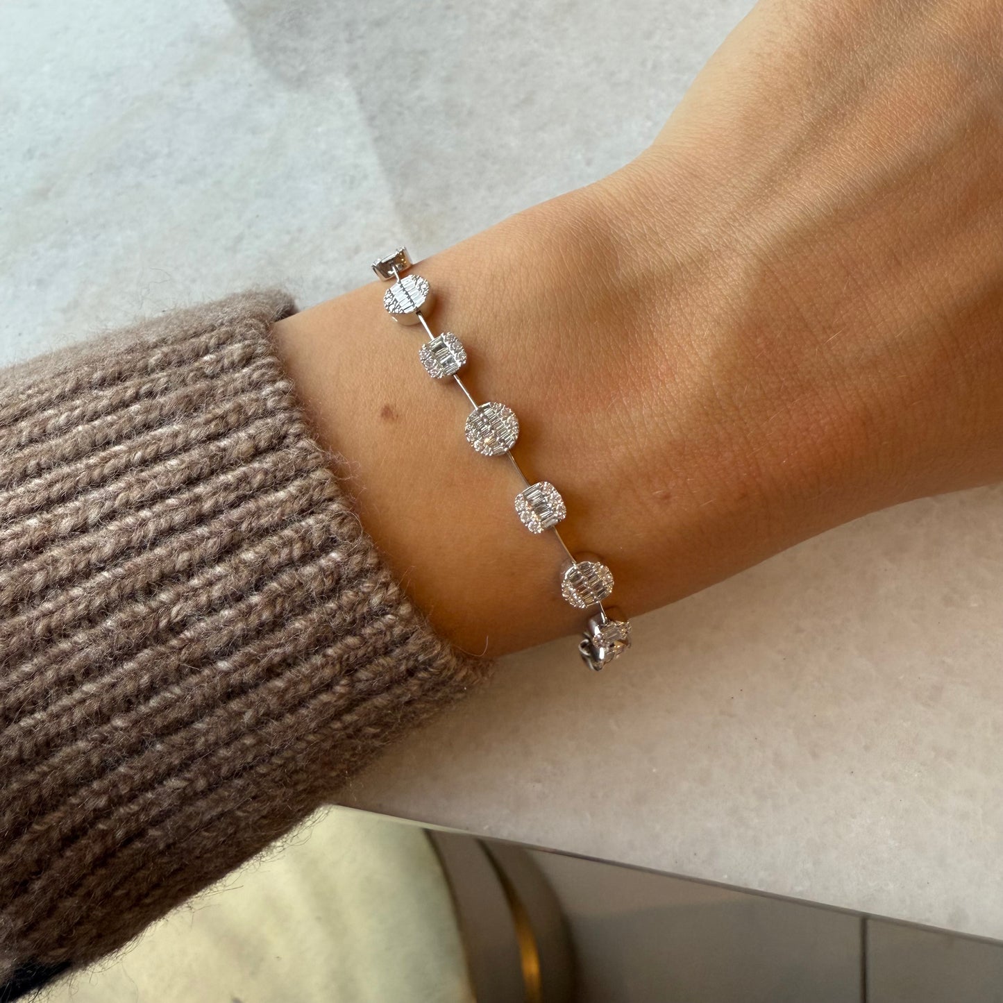 Mixed Shape Diamond Illusion Tennis Bracelet