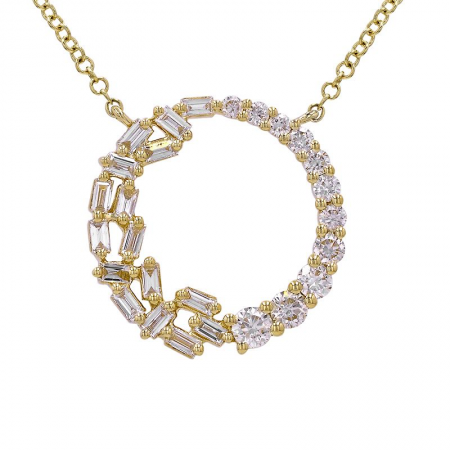 Open Circle Baguette Diamond Necklace