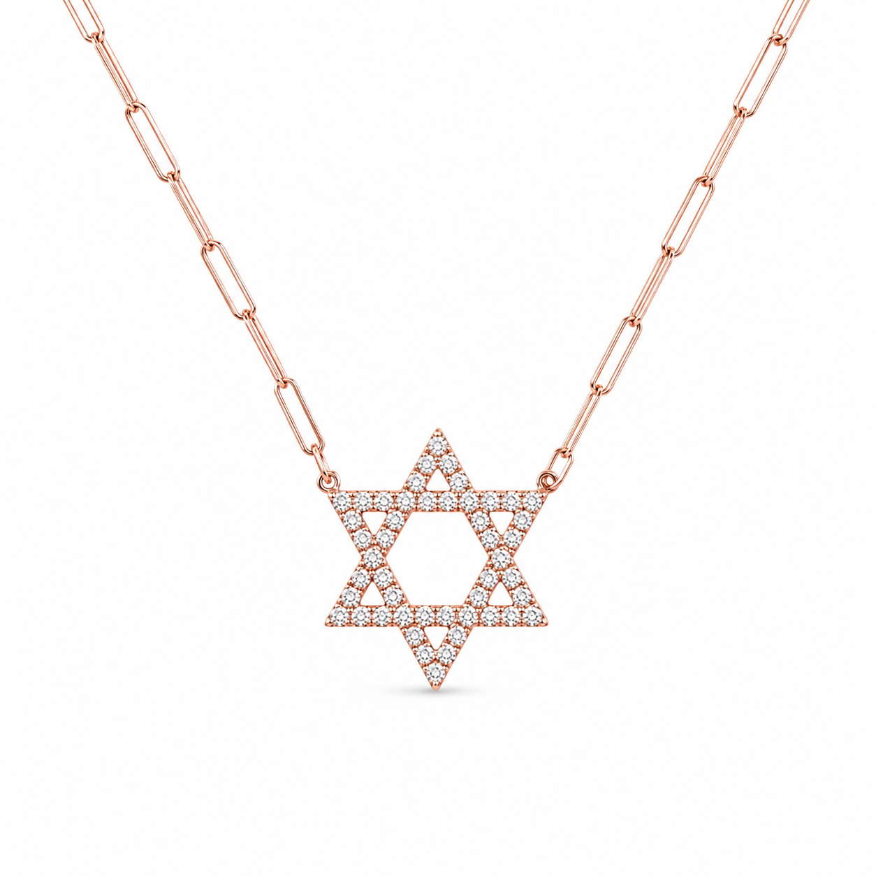 Large Diamond Magen David On Baby Rectangle Necklace