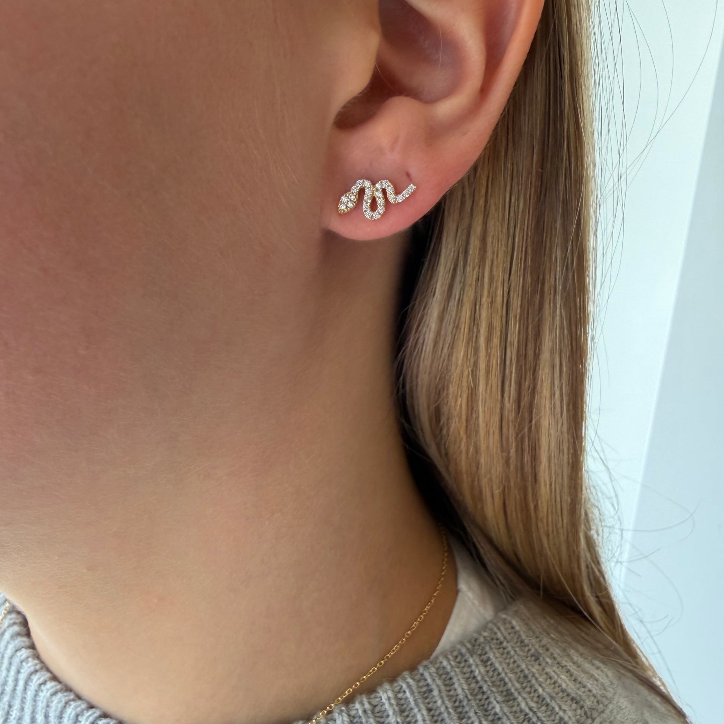 White Sapphire Snake Earrings