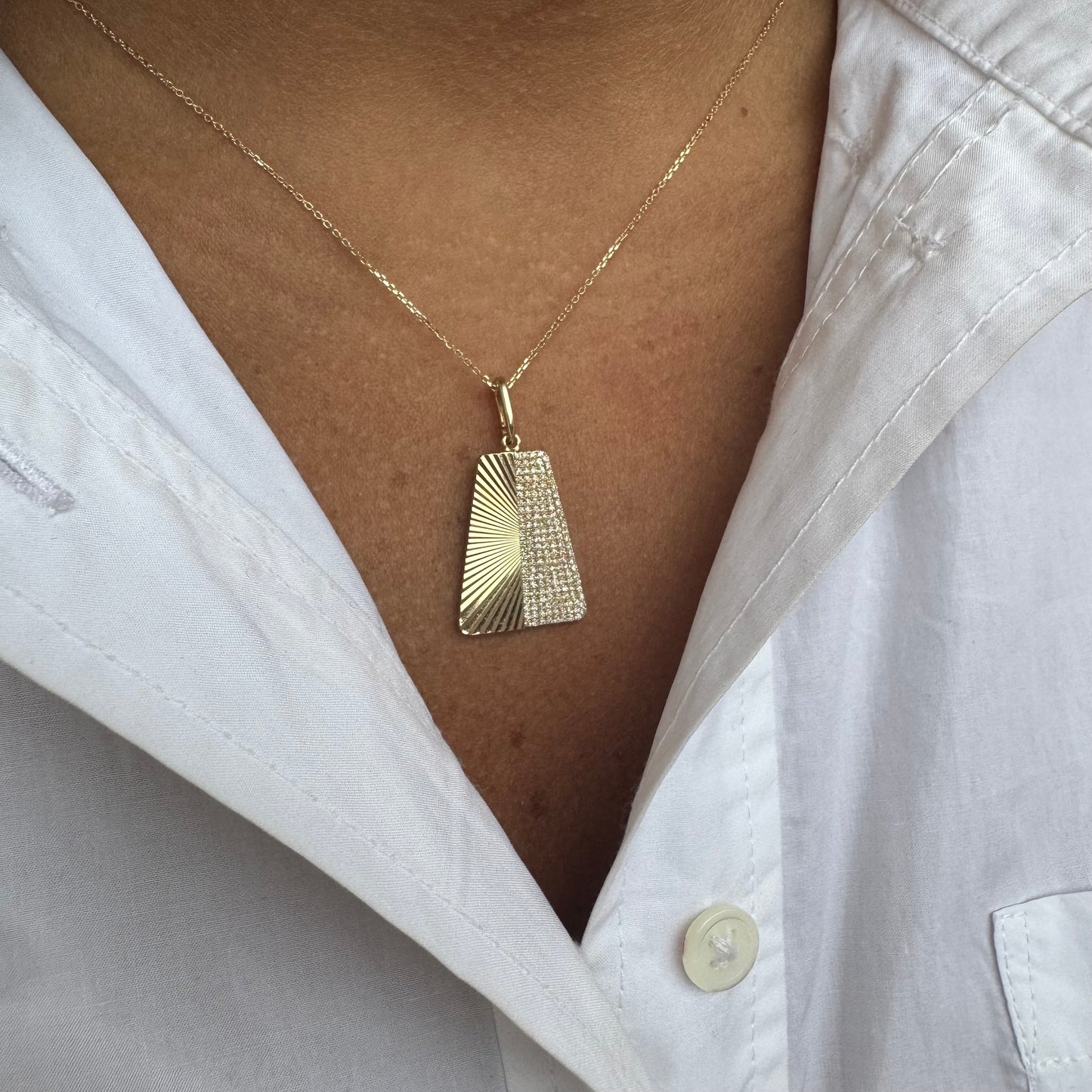 Fluted Diamond Trapezoid Charm