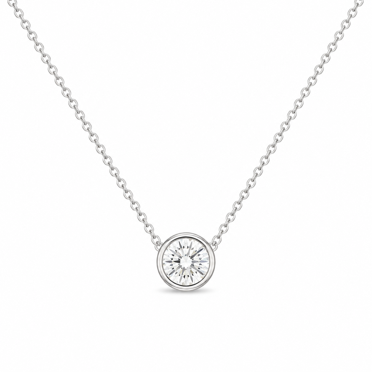 0.80 Carat Bezel Diamond Necklace