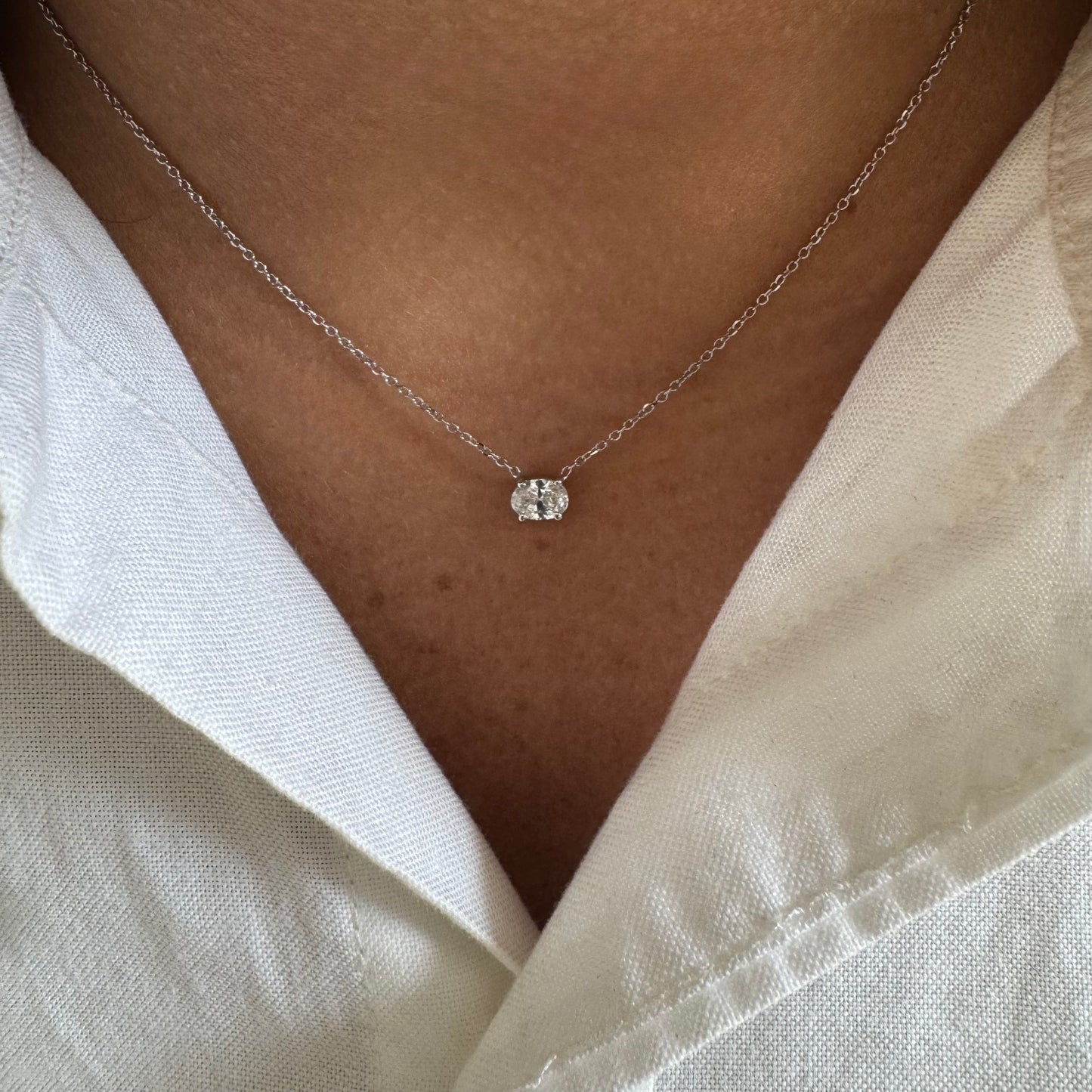 0.50 CT Oval Lab Grown Diamond Solitaire on Chain Necklace