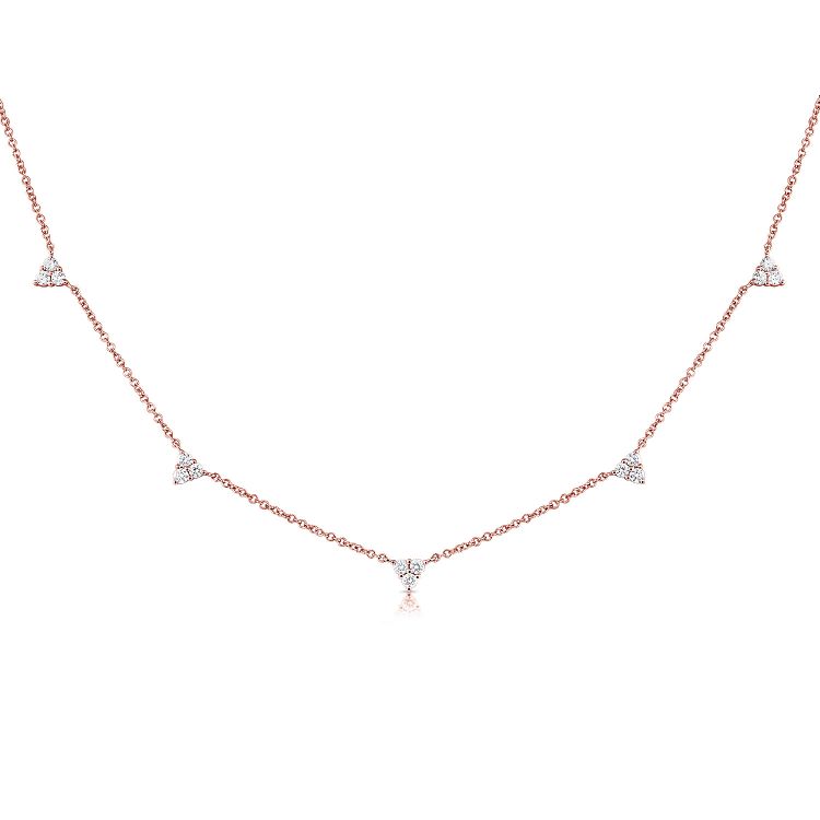 5 Station Diamond Triangle Chain Necklace