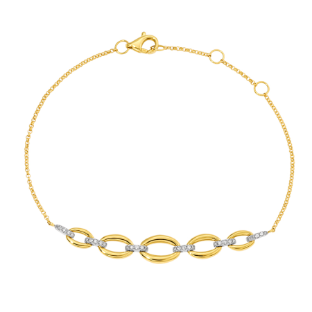 Gold & Diamond Oval Link On Chain Bracelet