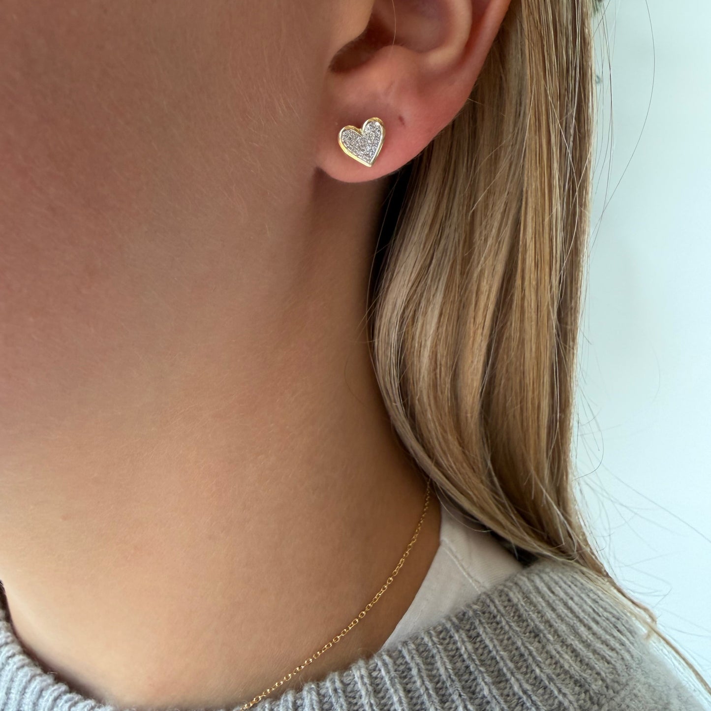 Diamond Heart Cluster & Gold Bezel Earrings