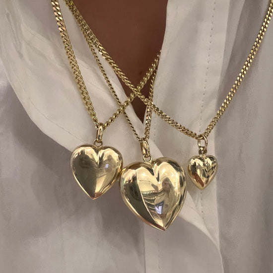 Gold Puffy Heart Charm