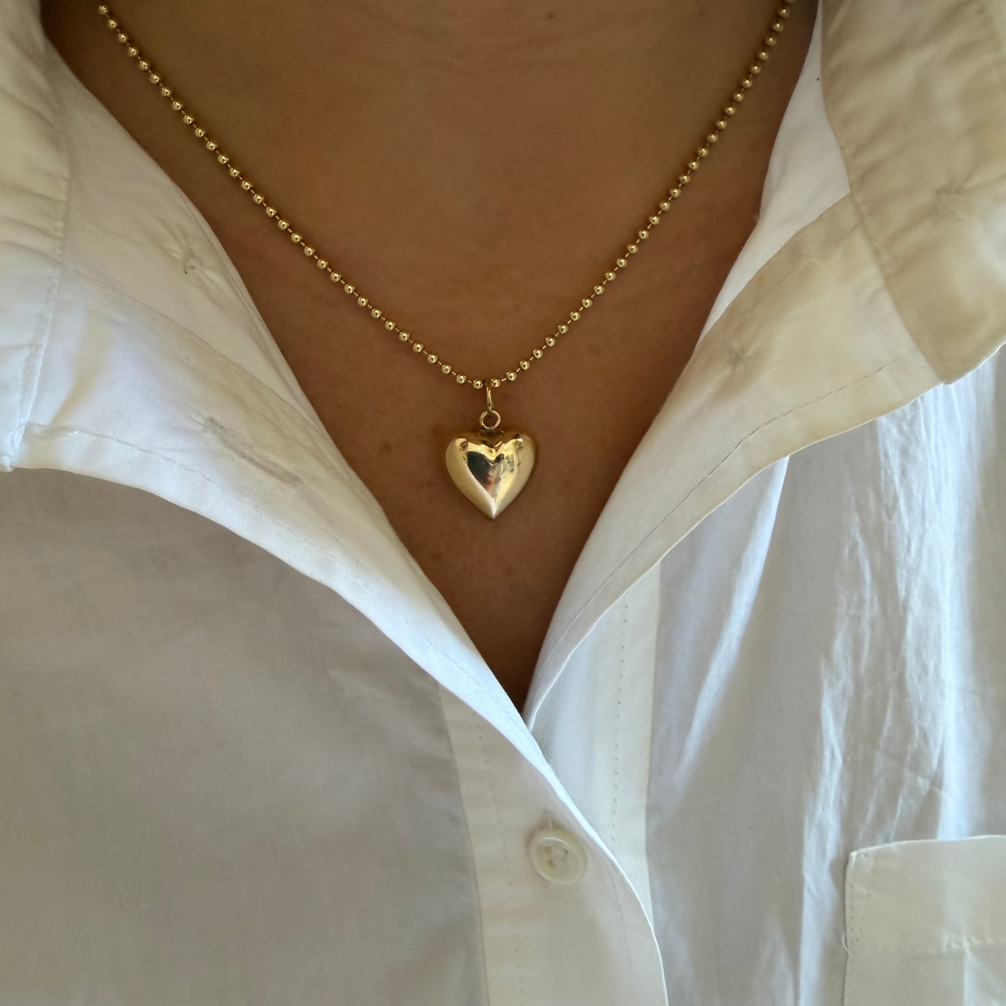 Gold Puffy Heart Charm